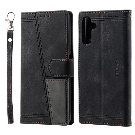 For Samsung Galaxy A16 5G / A16 4G Leather Case RFID Blocking Wallet Stand Phone Cover with Strap - Black