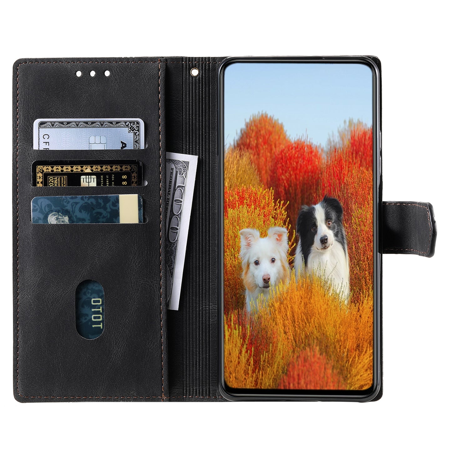 For Samsung Galaxy A16 5G / A16 4G Leather Case RFID Blocking Wallet Stand Phone Cover with Strap - Black