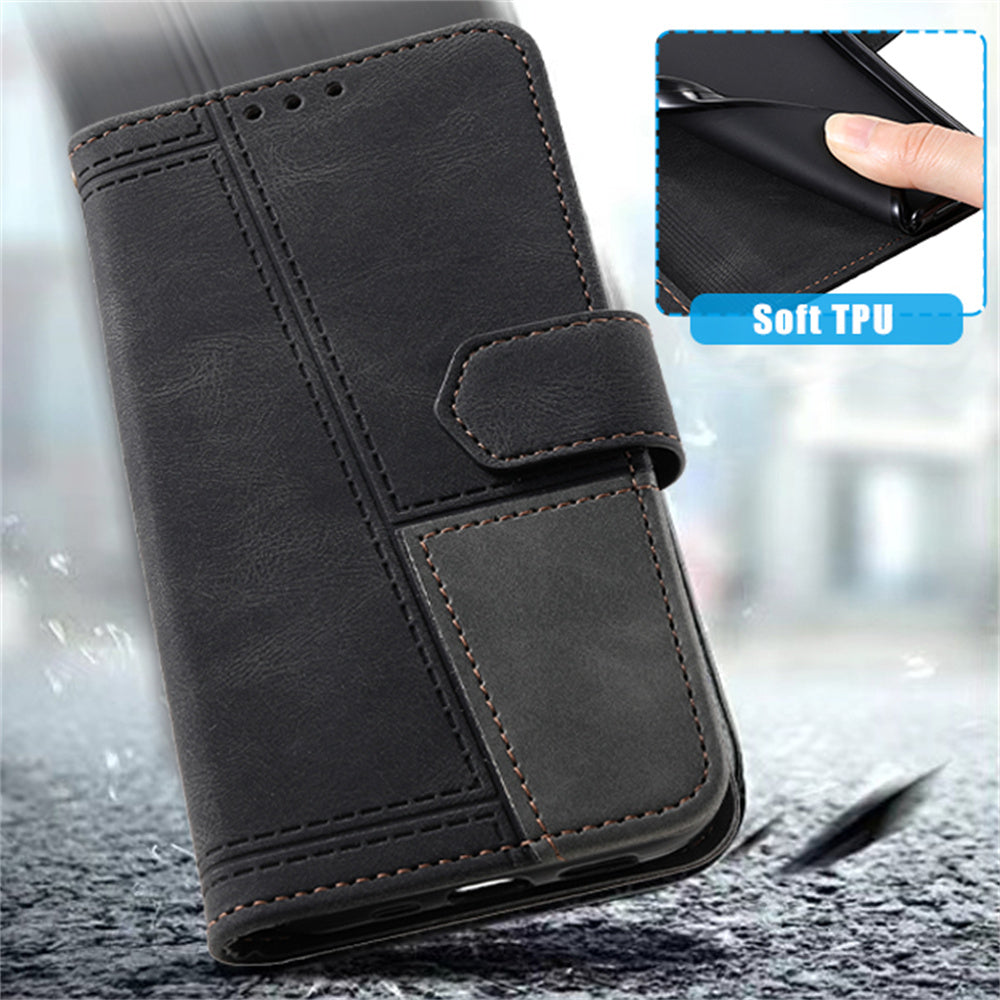 For Samsung Galaxy A16 5G / A16 4G Leather Case RFID Blocking Wallet Stand Phone Cover with Strap - Black