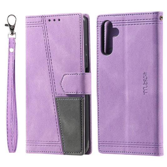 For Samsung Galaxy A16 5G / A16 4G Leather Case RFID Blocking Wallet Stand Phone Cover with Strap - Purple
