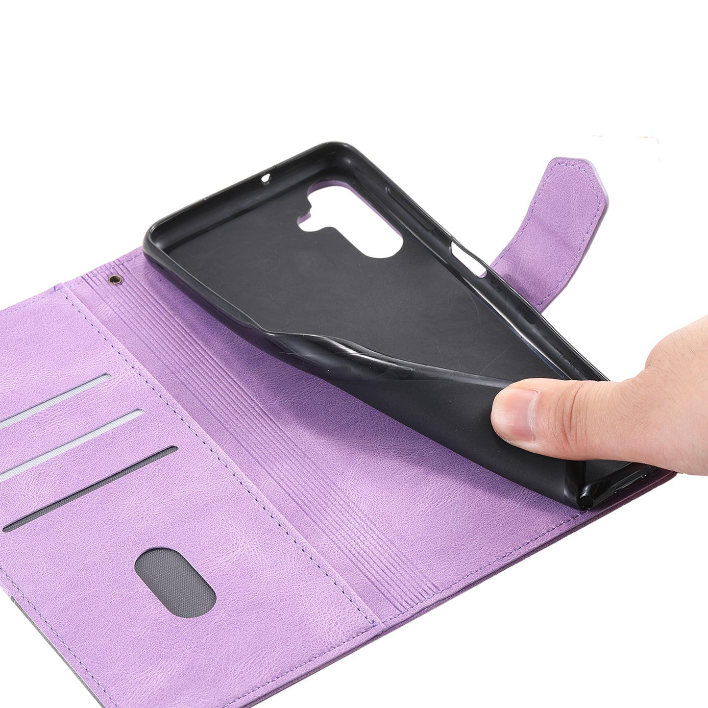 For Samsung Galaxy A16 5G / A16 4G Leather Case RFID Blocking Wallet Stand Phone Cover with Strap - Purple