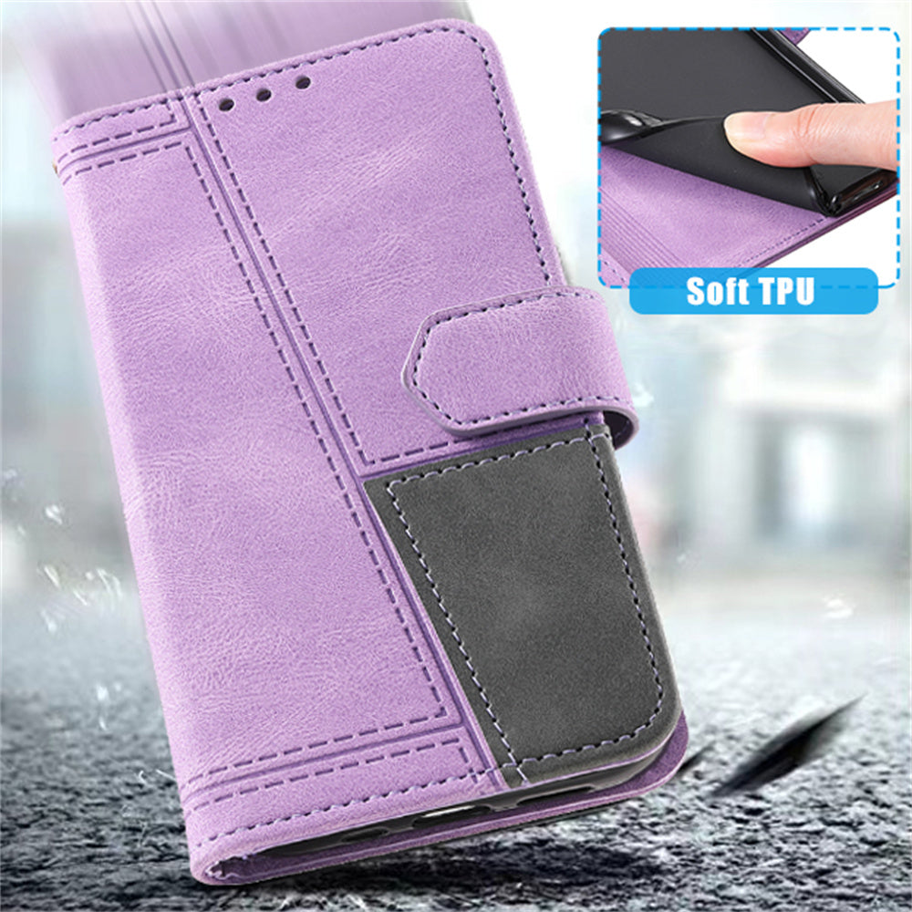 For Samsung Galaxy A16 5G / A16 4G Leather Case RFID Blocking Wallet Stand Phone Cover with Strap - Purple