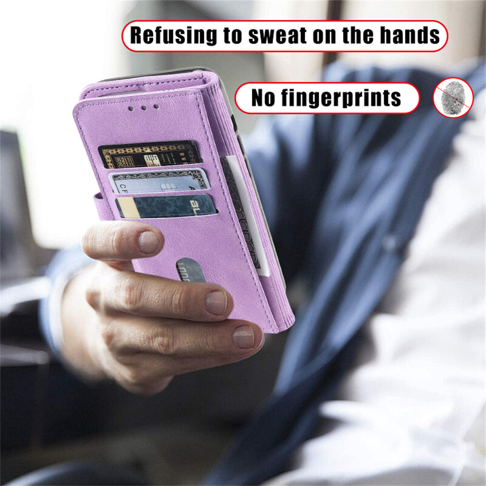 For Samsung Galaxy A16 5G / A16 4G Leather Case RFID Blocking Wallet Stand Phone Cover with Strap - Purple