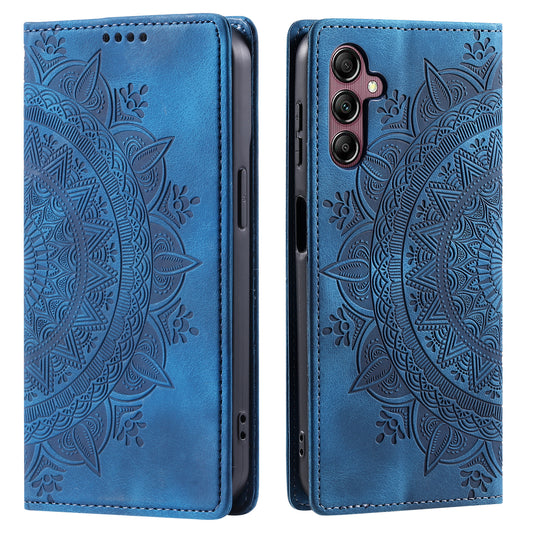 Style 010 For Samsung Galaxy A16 5G / A16 4G Case Mandala Pattern Magnetic Closing Leather Phone Cover - Blue