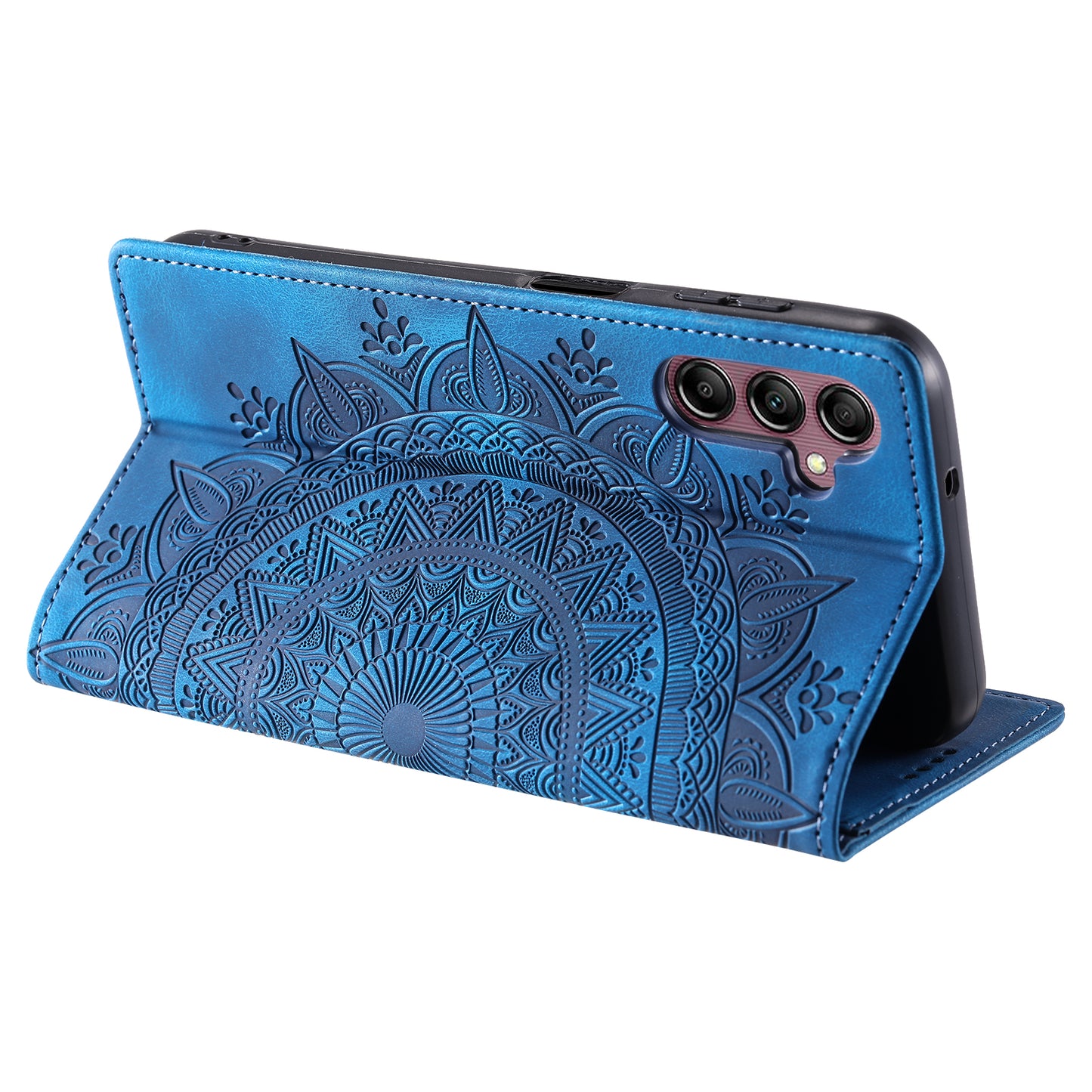 Style 010 For Samsung Galaxy A16 5G / A16 4G Case Mandala Pattern Magnetic Closing Leather Phone Cover - Blue