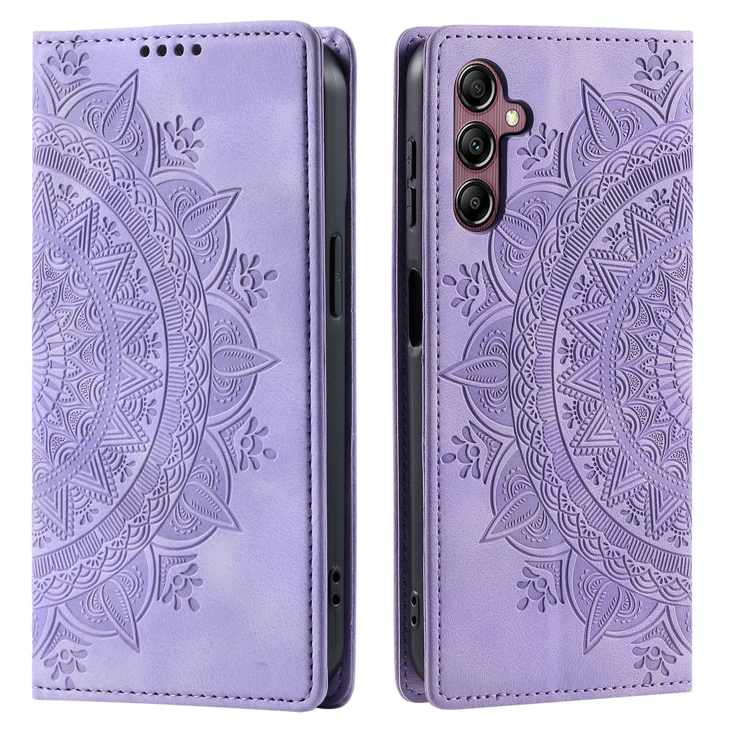 Style 010 For Samsung Galaxy A16 5G / A16 4G Case Mandala Pattern Magnetic Closing Leather Phone Cover - Purple