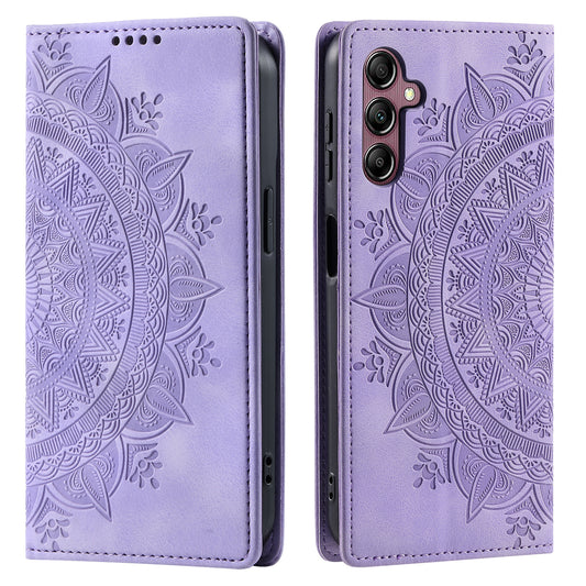 Style 010 For Samsung Galaxy A16 5G / A16 4G Case Mandala Pattern Magnetic Closing Leather Phone Cover - Purple