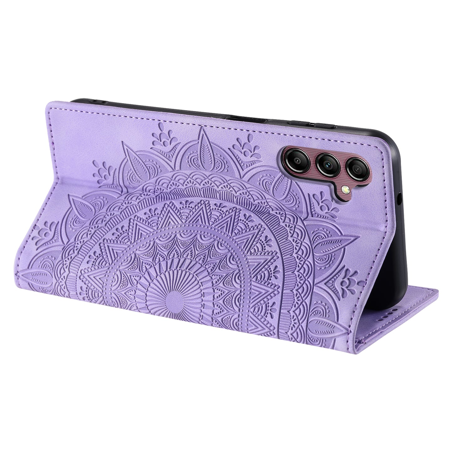 Style 010 For Samsung Galaxy A16 5G / A16 4G Case Mandala Pattern Magnetic Closing Leather Phone Cover - Purple