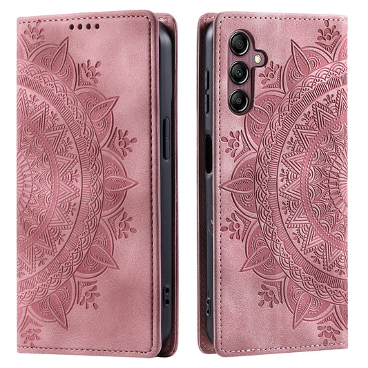Style 010 For Samsung Galaxy A16 5G / A16 4G Case Mandala Pattern Magnetic Closing Leather Phone Cover - Rose Gold