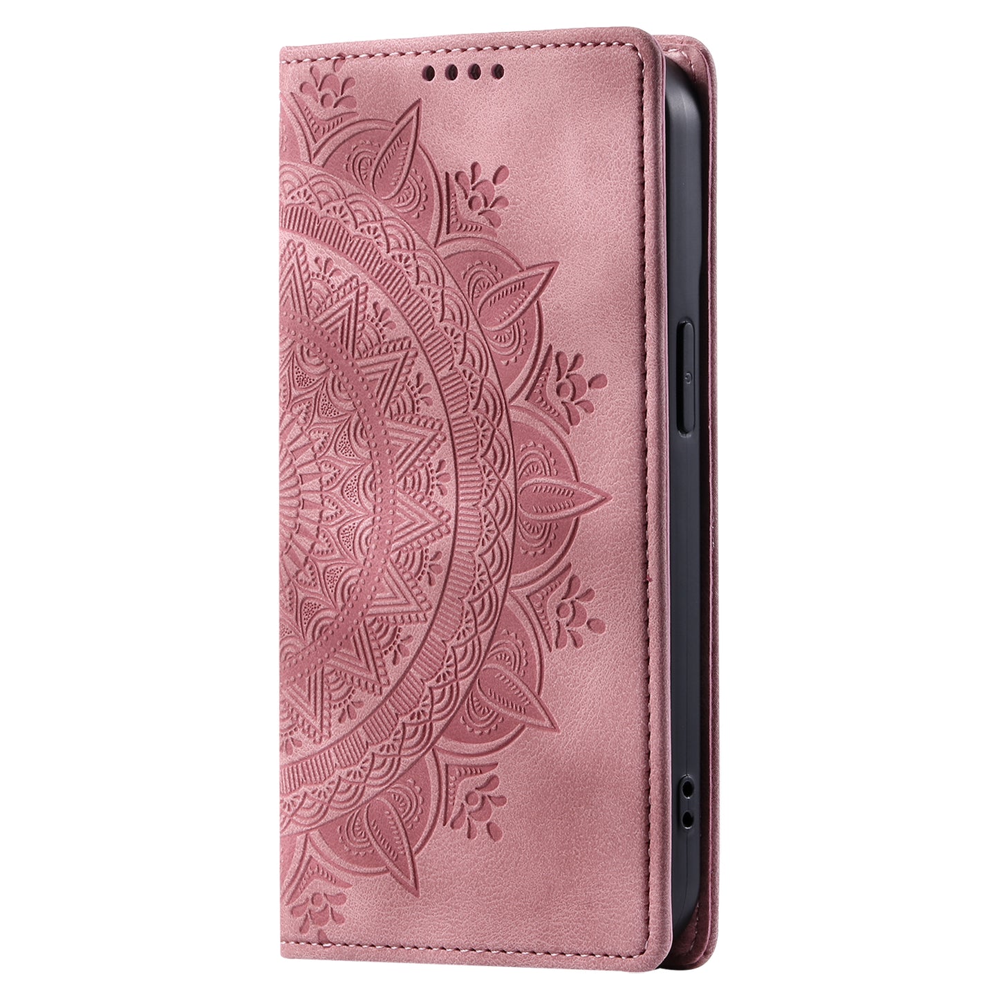 Style 010 For Samsung Galaxy A16 5G / A16 4G Case Mandala Pattern Magnetic Closing Leather Phone Cover - Rose Gold