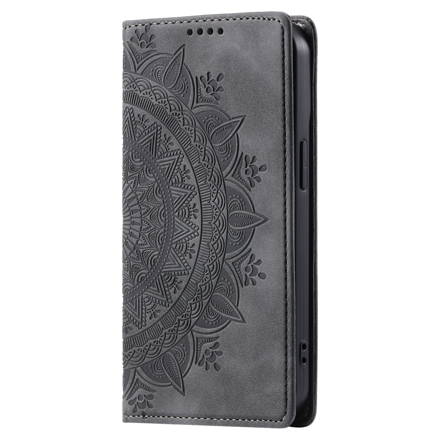 Style 010 For Samsung Galaxy A16 5G / A16 4G Case Mandala Pattern Magnetic Closing Leather Phone Cover - Black