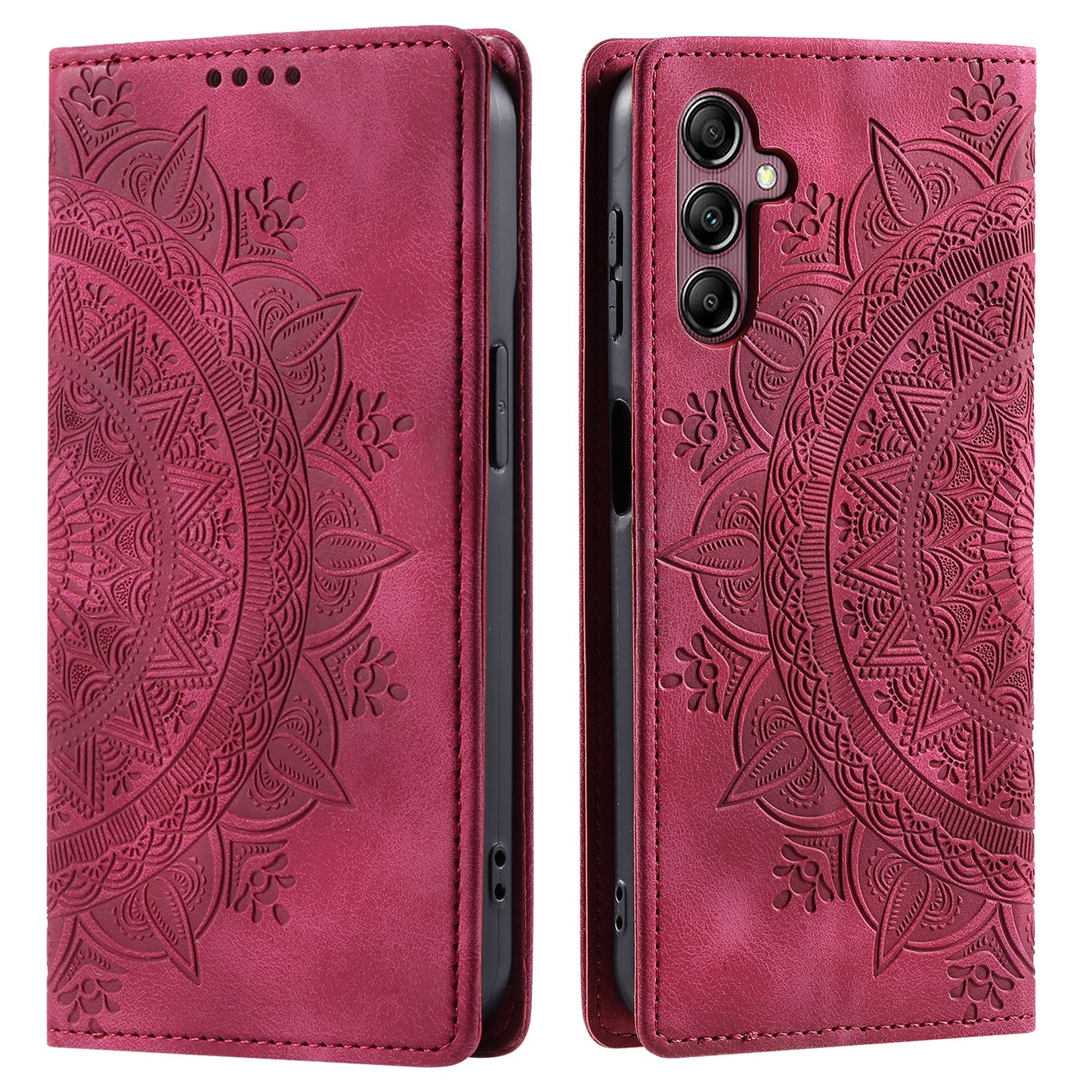 Style 010 For Samsung Galaxy A16 5G / A16 4G Case Mandala Pattern Magnetic Closing Leather Phone Cover - Rose