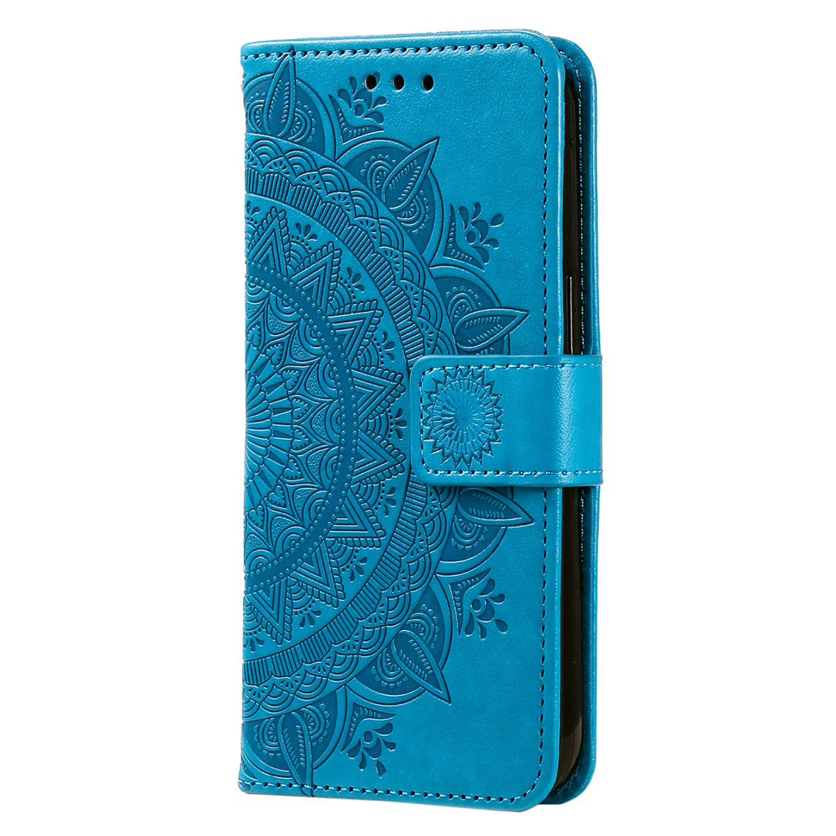 For Samsung Galaxy A16 5G / A16 4G Case Imprinted Totem PU Leather Wallet Stand Phone Cover - Blue