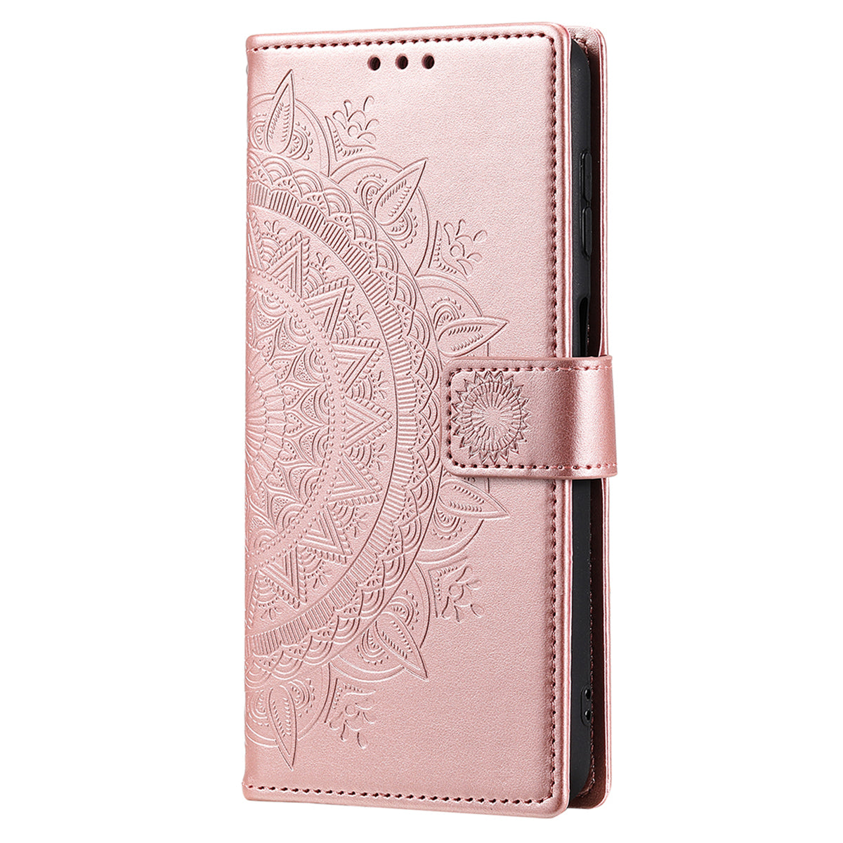 For Samsung Galaxy A16 5G / A16 4G Case Imprinted Totem PU Leather Wallet Stand Phone Cover - Rose Gold