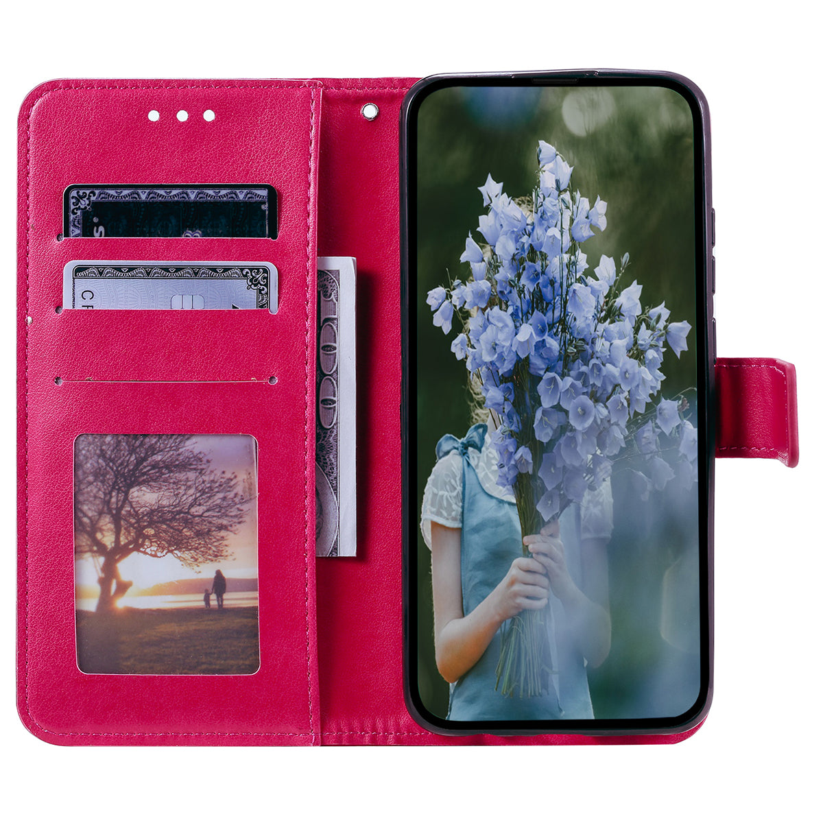 For Samsung Galaxy A16 5G / A16 4G Case Imprinted Totem PU Leather Wallet Stand Phone Cover - Rose