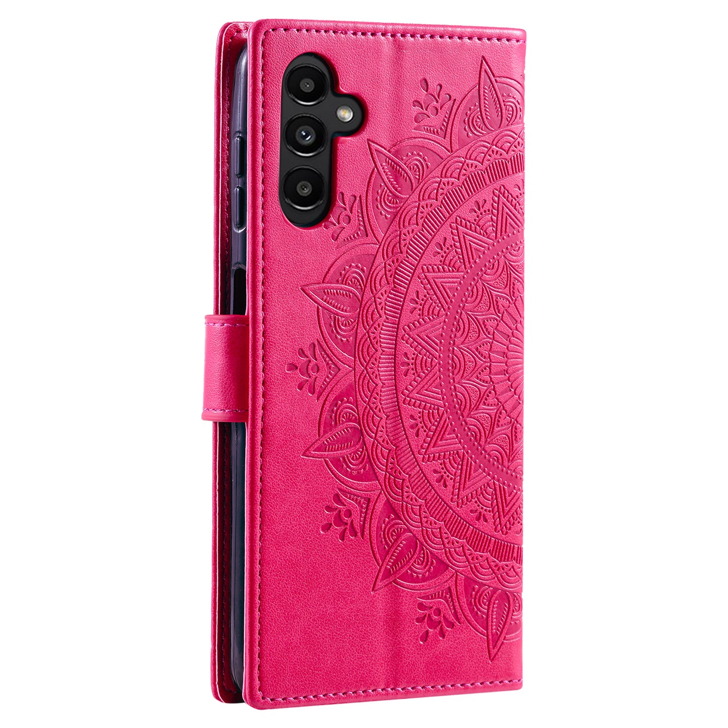 For Samsung Galaxy A16 5G / A16 4G Case Imprinted Totem PU Leather Wallet Stand Phone Cover - Rose