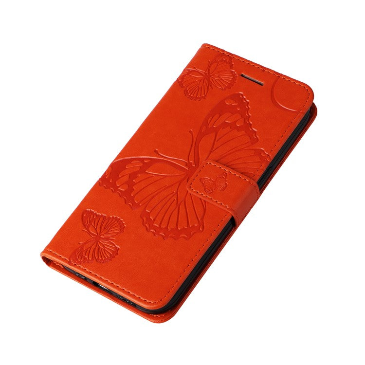 KT Imprinting Flower Series-2 For OnePlus Nord CE4 Lite 5G / Oppo K12x 5G (China) Case Floral Butterfly Leather Phone Cover Card Holder - Orange