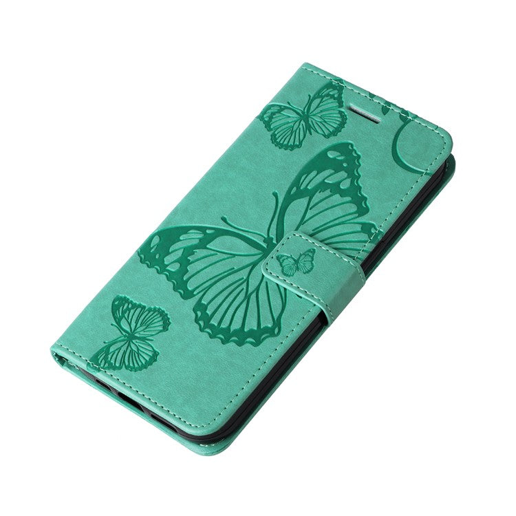 KT Imprinting Flower Series-2 For OnePlus Nord CE4 Lite 5G / Oppo K12x 5G (China) Case Floral Butterfly Leather Phone Cover Card Holder - Green