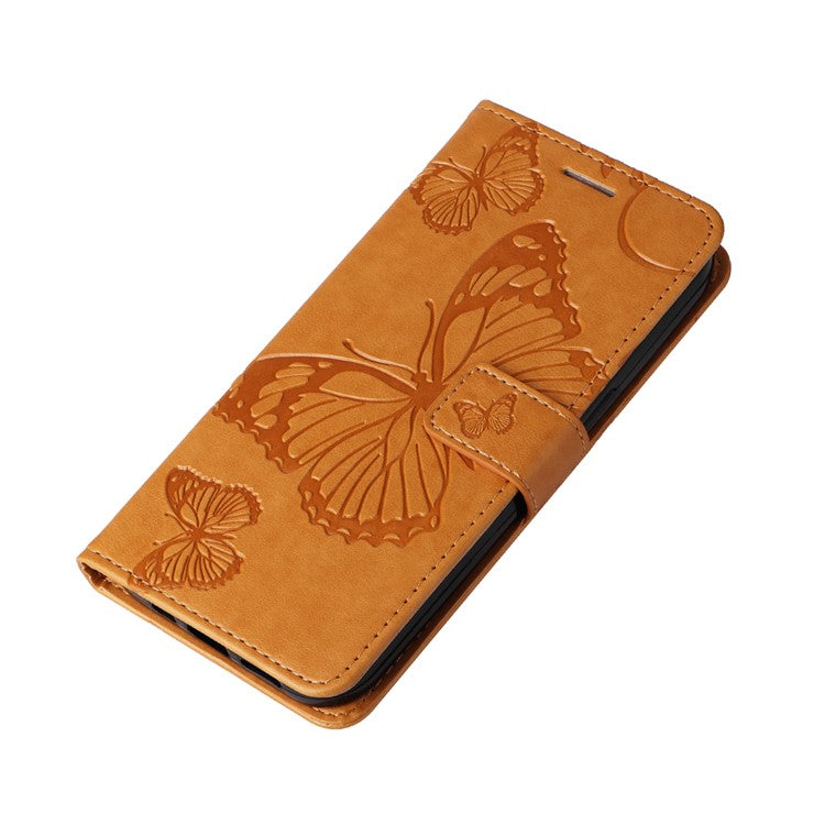 KT Imprinting Flower Series-2 For OnePlus Nord CE4 Lite 5G / Oppo K12x 5G (China) Case Floral Butterfly Leather Phone Cover Card Holder - Yellow