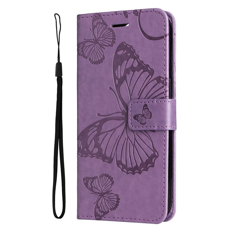 KT Imprinting Flower Series-2 For OnePlus Nord CE4 Lite 5G / Oppo K12x 5G (China) Case Floral Butterfly Leather Phone Cover Card Holder - Light Purple