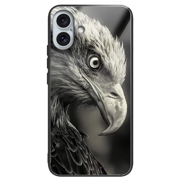 For iPhone 16 Case Tempered Glass TPU Drop-Proof Phone Cover Pattern Printing - Style B