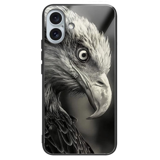 For iPhone 16 Case Tempered Glass TPU Drop-Proof Phone Cover Pattern Printing - Style B