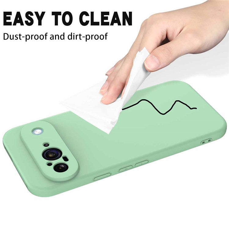 For Google Pixel 9 Case Liquid Silicone Shockproof Phone Cover with Hand Strap - Green