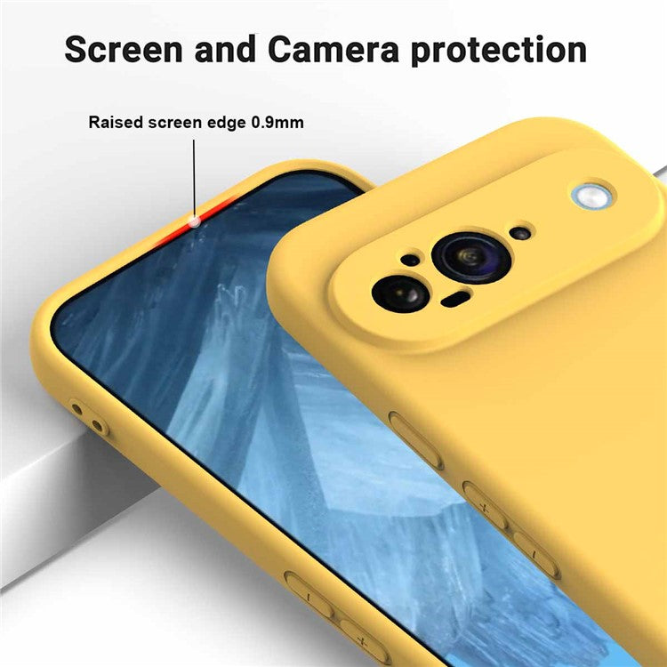 For Google Pixel 9 Case Liquid Silicone Shockproof Phone Cover with Hand Strap - Yellow