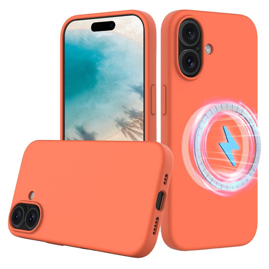 For iPhone 16 Plus Case Liquid Silicone Phone Cover Compatible with MagSafe - Orange