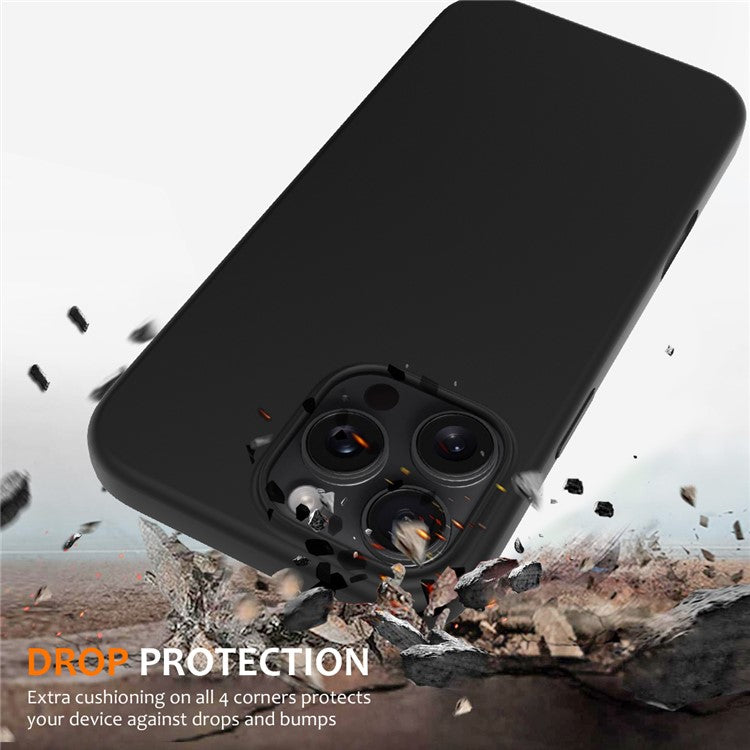 For iPhone 16 Pro Magnetic Case Shockproof Liquid Silicone Phone Cover - Black