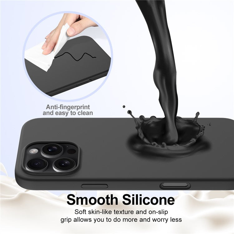 For iPhone 16 Pro Magnetic Case Shockproof Liquid Silicone Phone Cover - Black