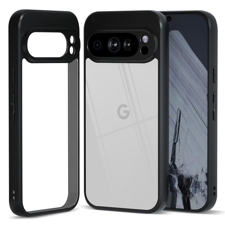 IBMRS For Google Pixel 9 Pro Case Shockproof Anti-Scratch TPU+PC Phone Cover - Transparent Black