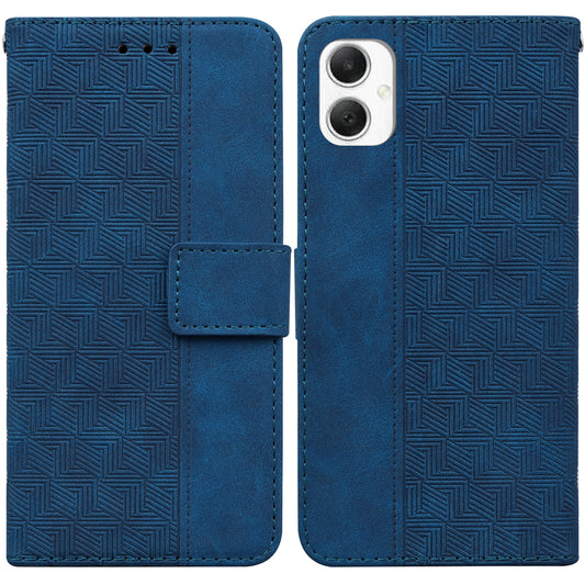 For Samsung Galaxy A06 Case Geometry Pattern Leather Wallet Phone Cover - Blue