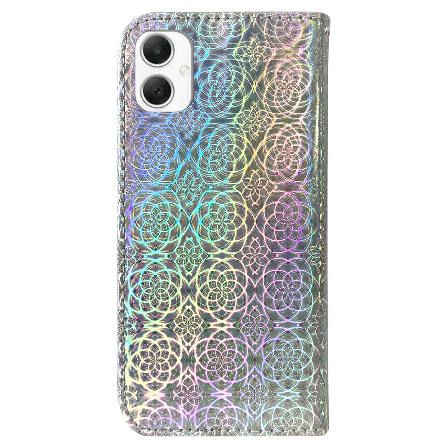 For Samsung Galaxy A06 Stand Case Dazzling Flower Leather Phone Cover - Grey