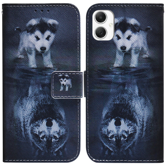 For Samsung Galaxy A06 Wallet Case Pattern Print Leather Phone Cover - Dog and Wolf