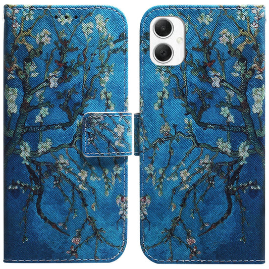 For Samsung Galaxy A06 Wallet Case Pattern Print Leather Phone Cover - Apricot Flowers
