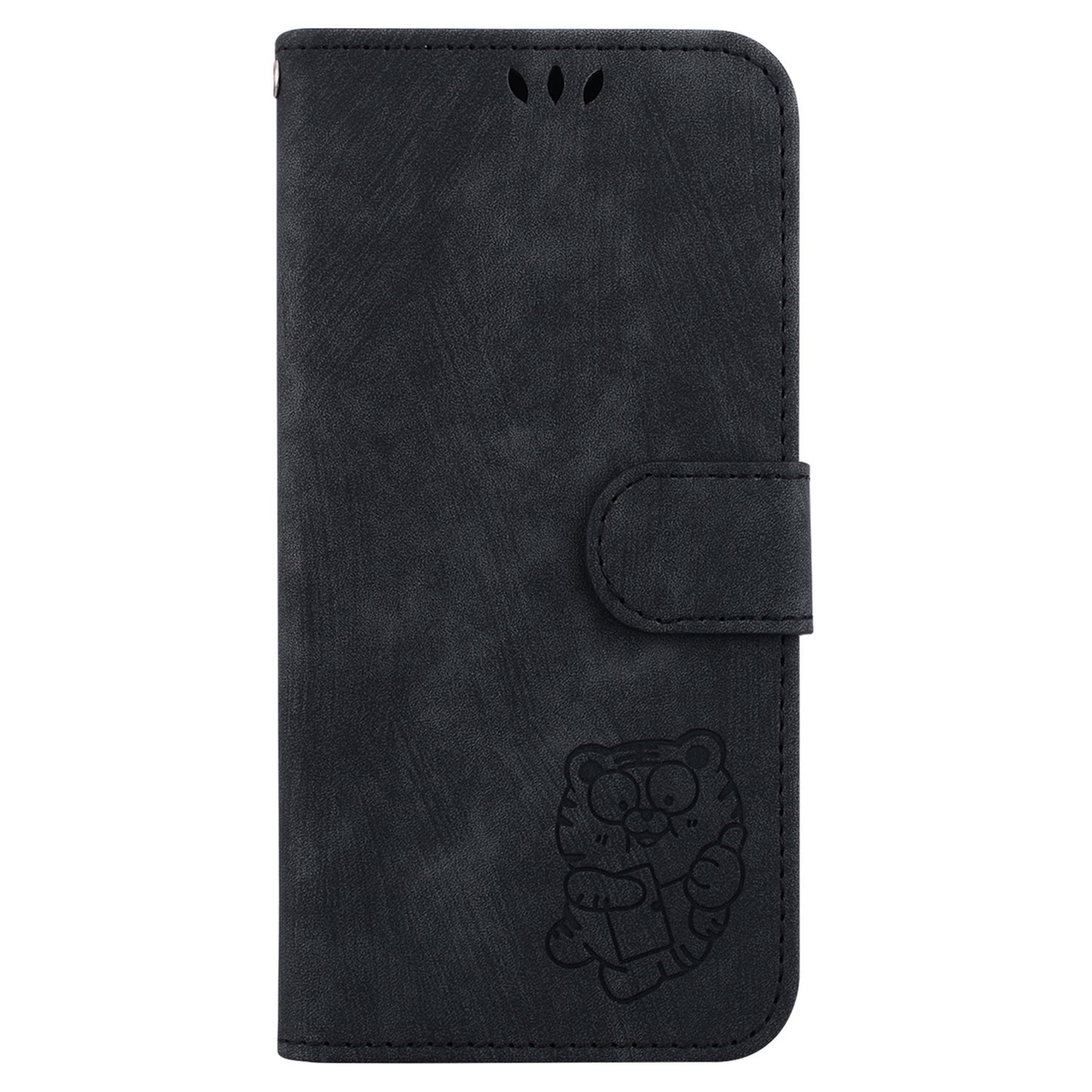 For Samsung Galaxy A06 Wallet Case Tiger Imprint Leather Shockproof Phone Cover - Black