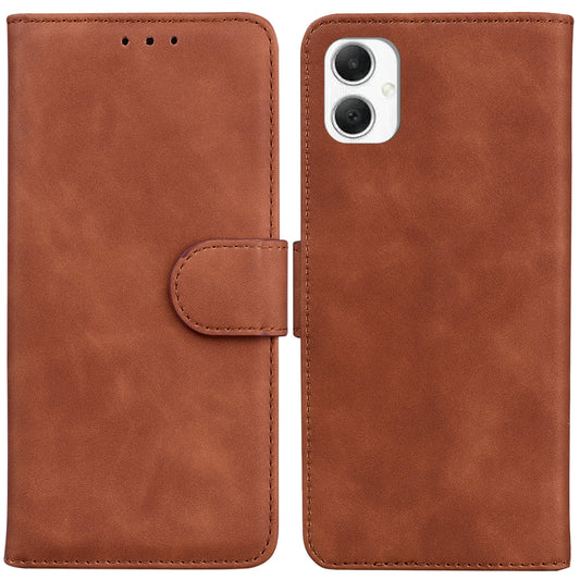 For Samsung Galaxy A06 Case Solid Color Leather Wallet Phone Cover - Brown