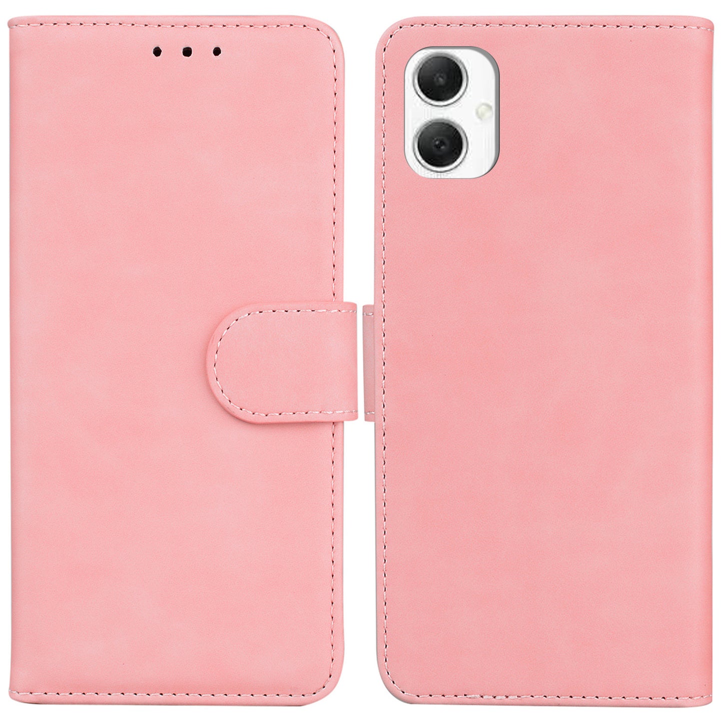 For Samsung Galaxy A06 Case Solid Color Leather Wallet Phone Cover - Pink