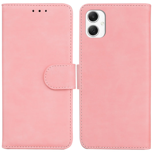 For Samsung Galaxy A06 Case Solid Color Leather Wallet Phone Cover - Pink