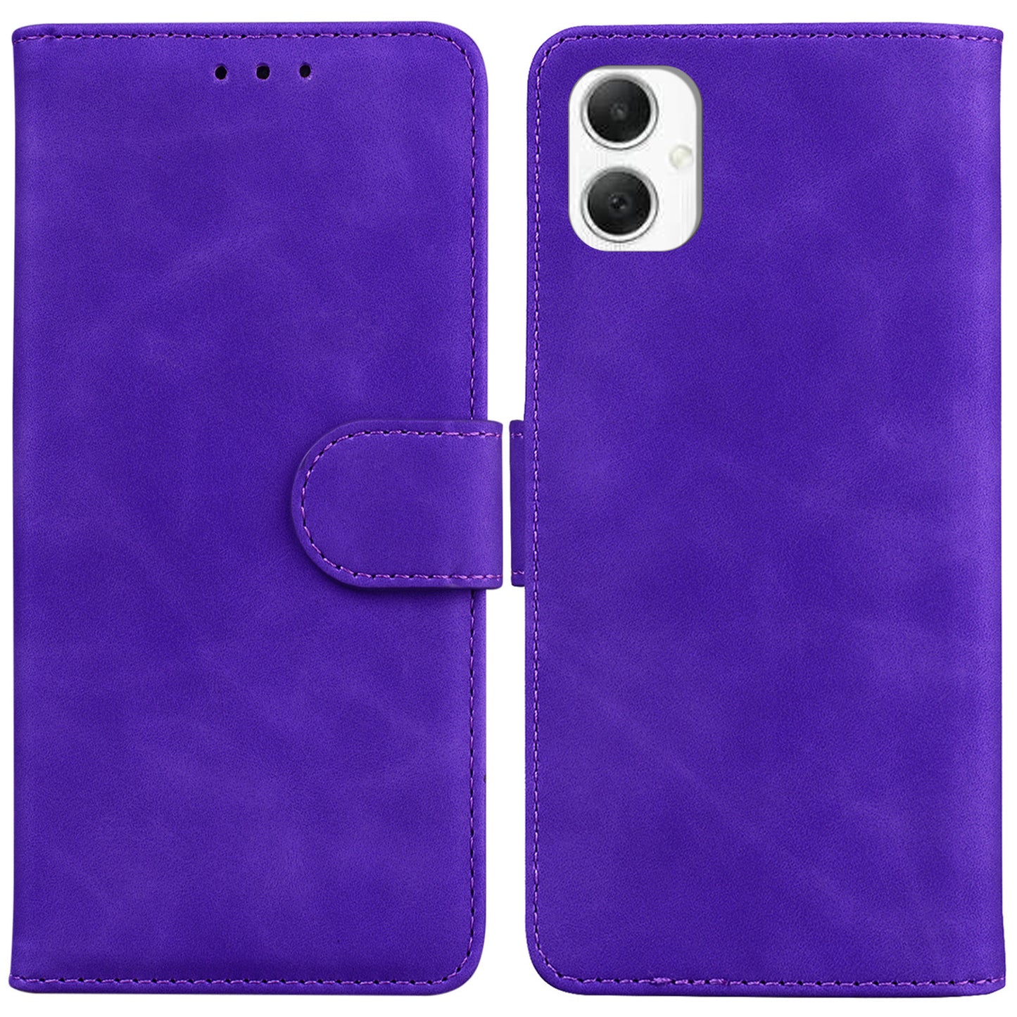 For Samsung Galaxy A06 Case Solid Color Leather Wallet Phone Cover - Purple