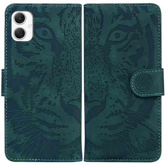 For Samsung Galaxy A06 Case Tiger Imprint Leather Wallet Phone Cover - Green