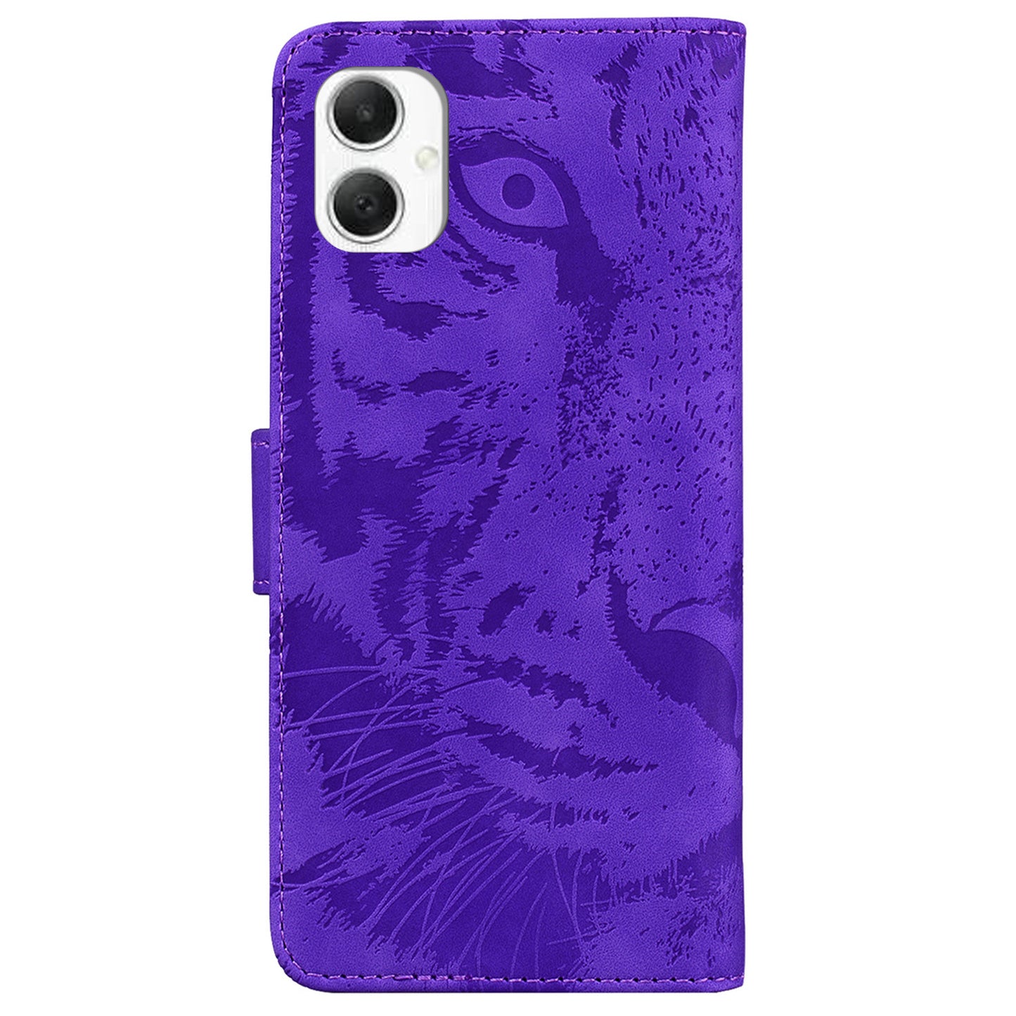 For Samsung Galaxy A06 Case Tiger Imprint Leather Wallet Phone Cover - Purple