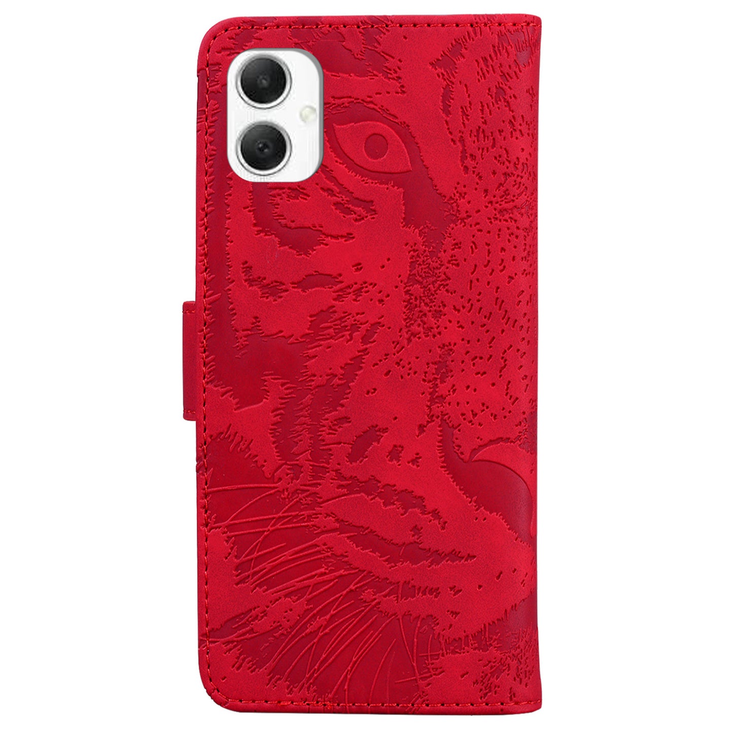 For Samsung Galaxy A06 Case Tiger Imprint Leather Wallet Phone Cover - Red