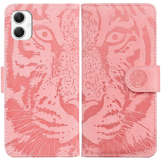 For Samsung Galaxy A06 Case Tiger Imprint Leather Wallet Phone Cover - Pink