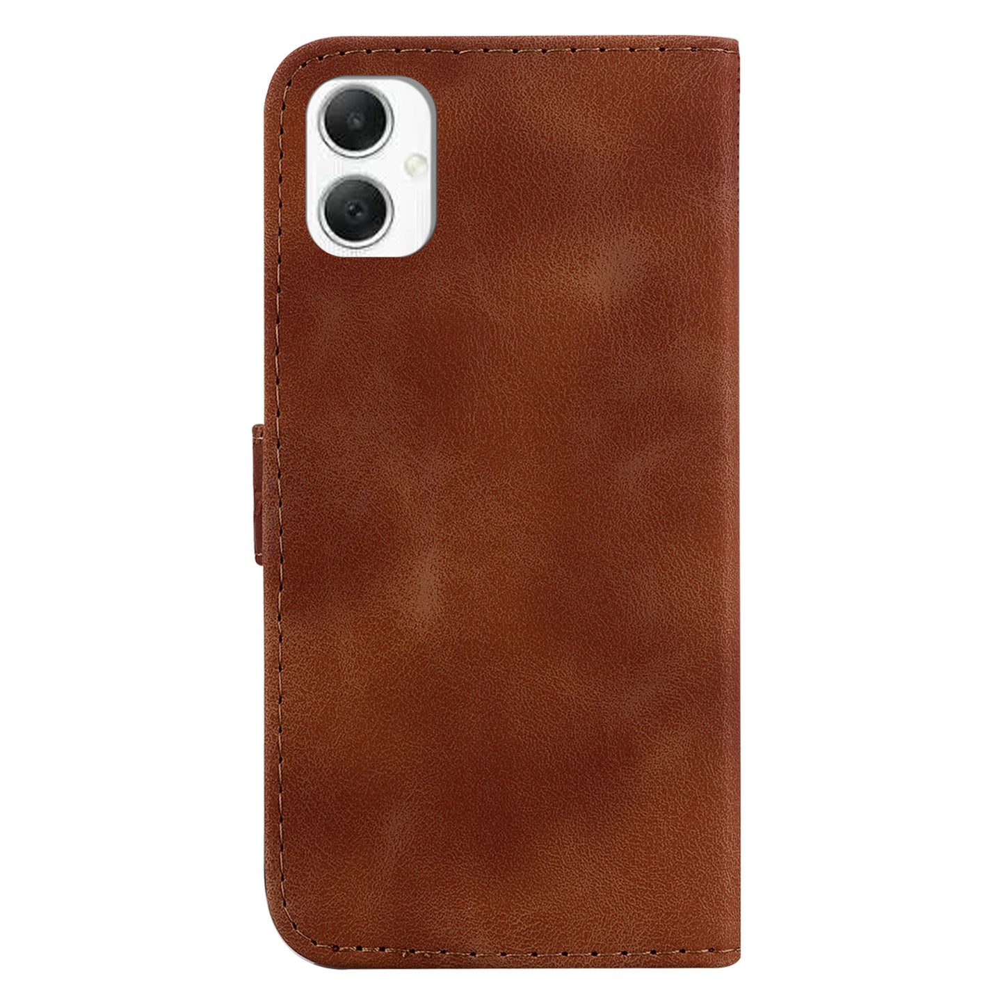 For Samsung Galaxy A06 Stand Case 7-Shaped Pattern Imprint Leather Phone Cover - Brown