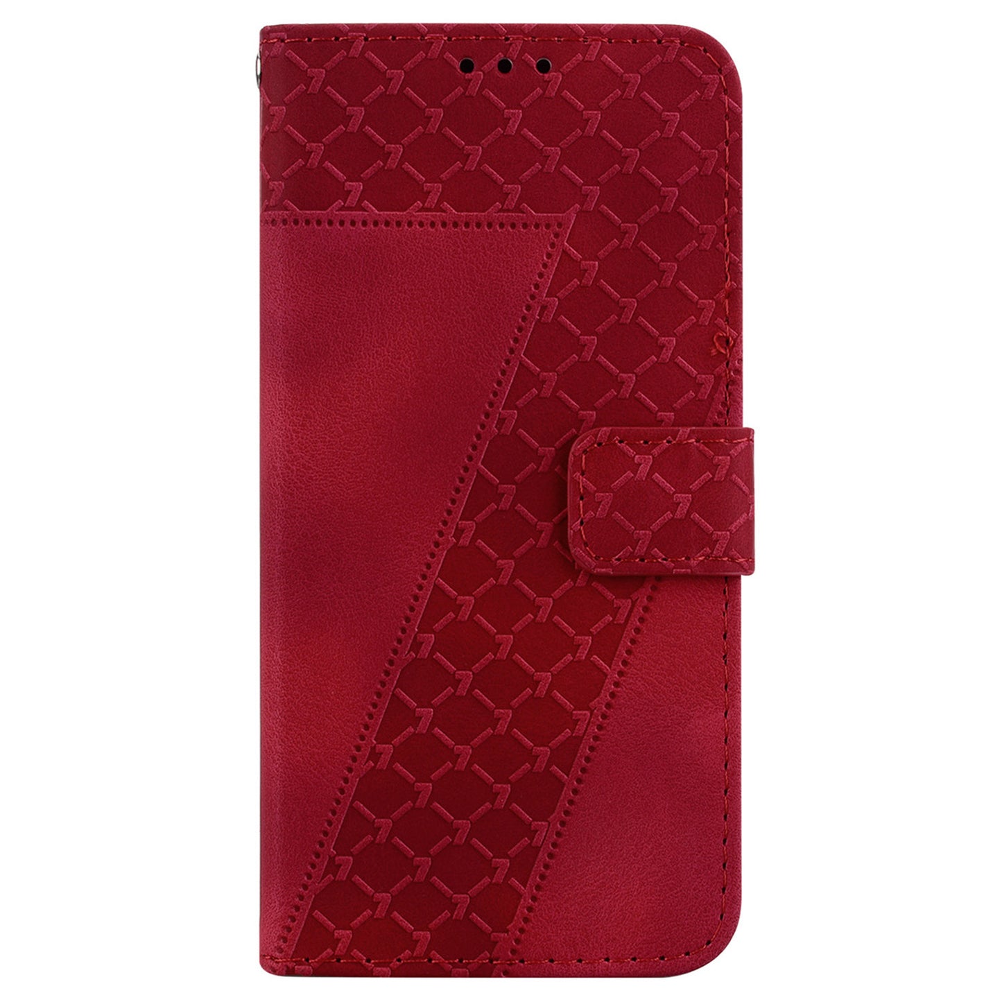 For Samsung Galaxy A06 Stand Case 7-Shaped Pattern Imprint Leather Phone Cover - Red