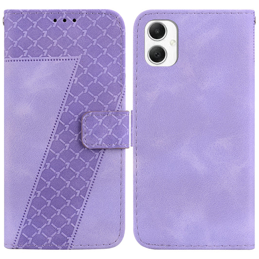 For Samsung Galaxy A06 Stand Case 7-Shaped Pattern Imprint Leather Phone Cover - Purple