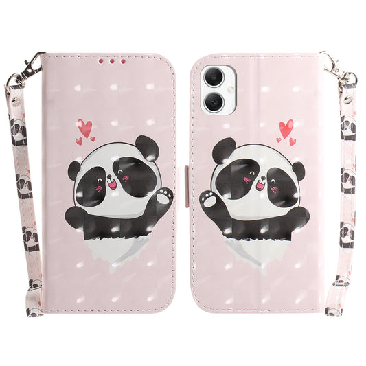 For Samsung Galaxy A06 Case Pattern Printing Leather Wallet Phone Cover - Love Heart Panda