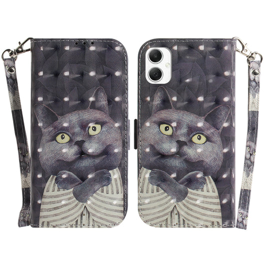 For Samsung Galaxy A06 Case Pattern Printing Leather Wallet Phone Cover - Embracing Cat